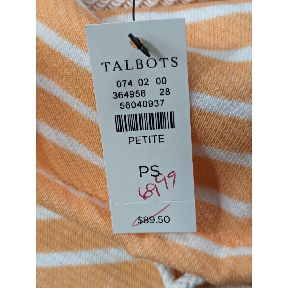 T by Talbots Pullover Womens Small Petite PS Funnel Neck Delightful Stripe - Picture 4 of 11